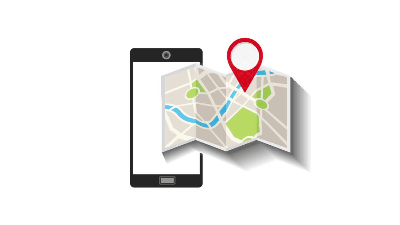 teléfono inteligente con mapa y puntero de ubicación