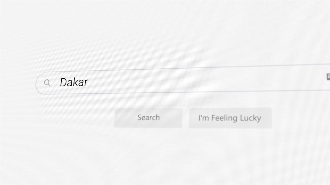 Searching for Dakar on Internet browser