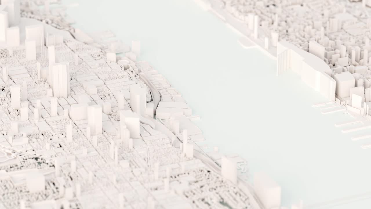 도시 풍경의 추상적인 3d 모델