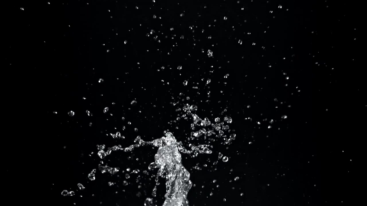 Clear Water Splashing Upwards and Falling in Slow Motion