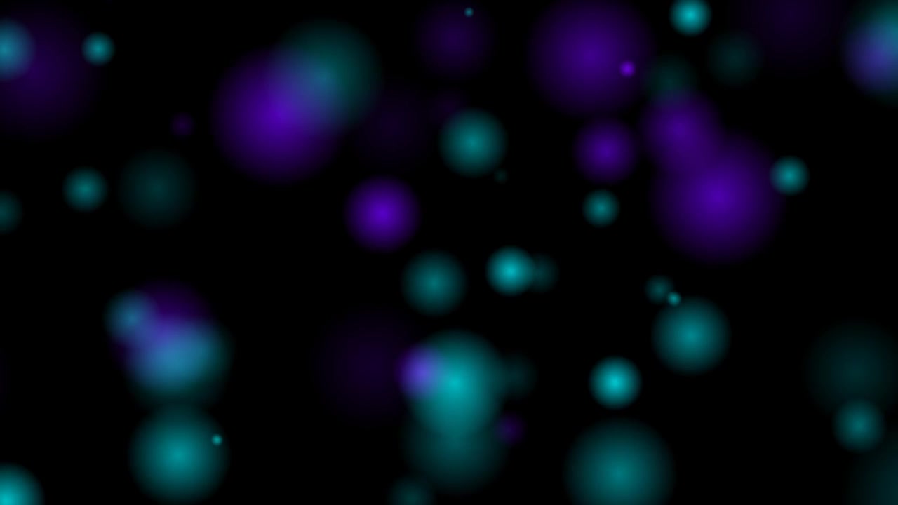 Abstract Motion Background with Floating Teal and Purple Bokeh Orbs