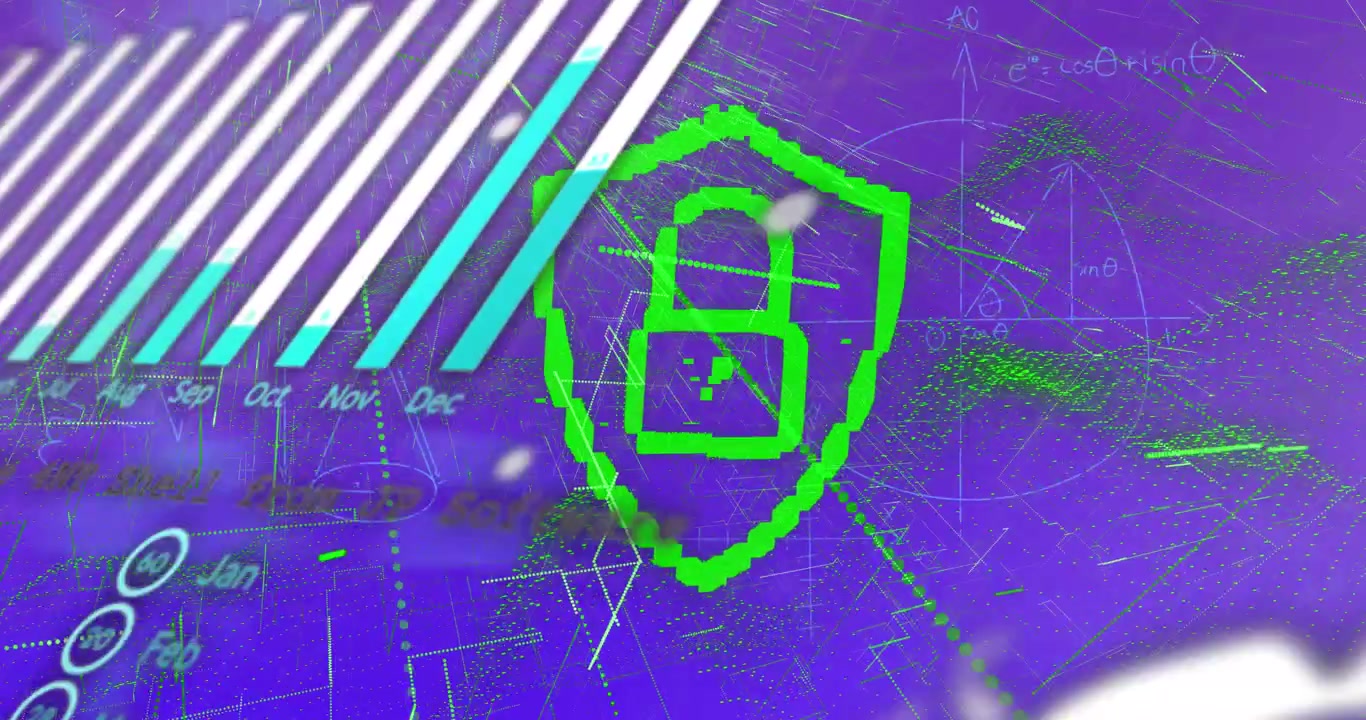 Animation of data processing over blue background