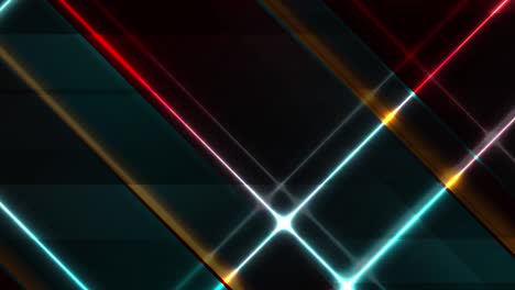 líneas de neón coloridas y brillantes fondo de movimiento de tecnología retro abstracto