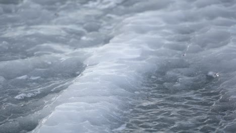 close shot of ice on a frozen lake