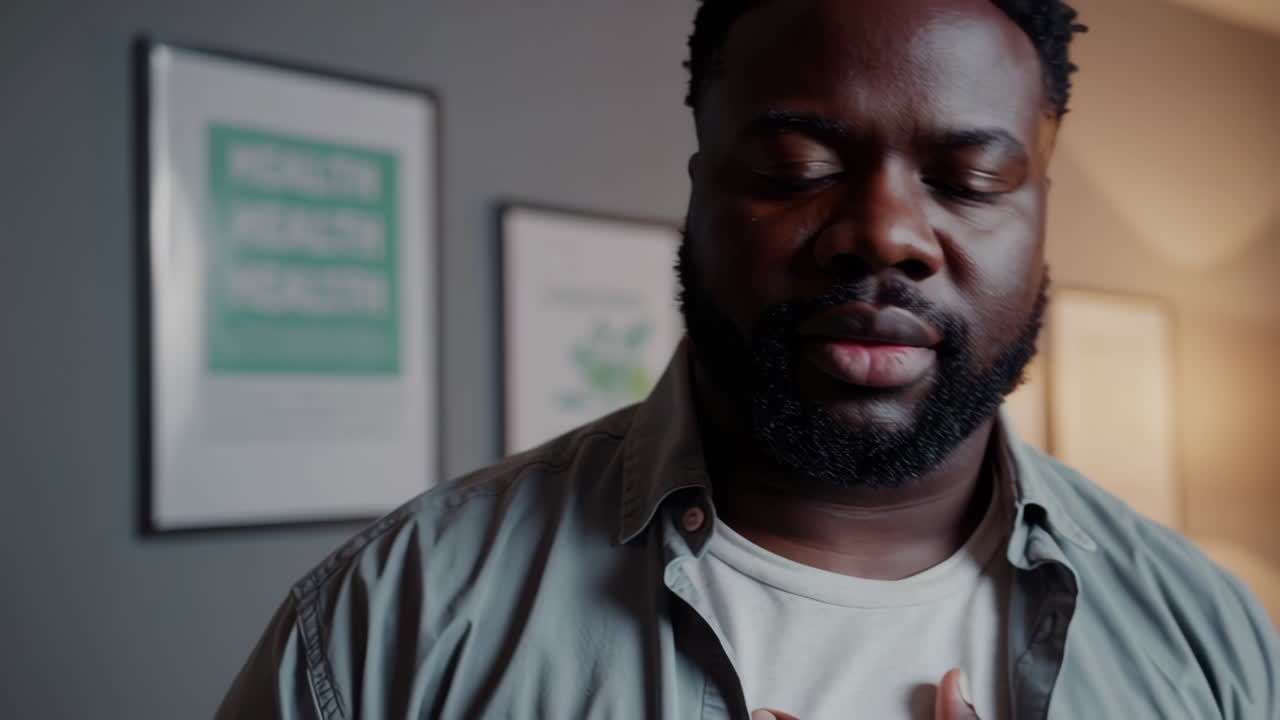 Concerned Man Touching His Chest