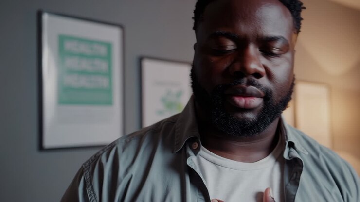 Concerned Man Touching His Chest