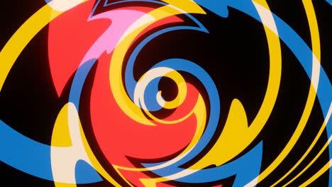 rotación de formas retorcidas brillantes de diferentes colores