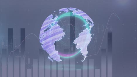 Animación-Del-Procesamiento-De-Datos-Sobre-El-Globo-Sobre-Fondo-Gris