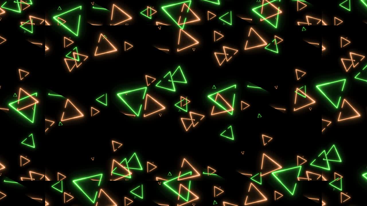 la abstracción de luz triangular flota y gira en torno a la pantalla negra