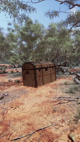 vintage trunk in a desert landscape