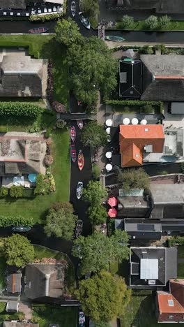 aerial view of a dutch canal town