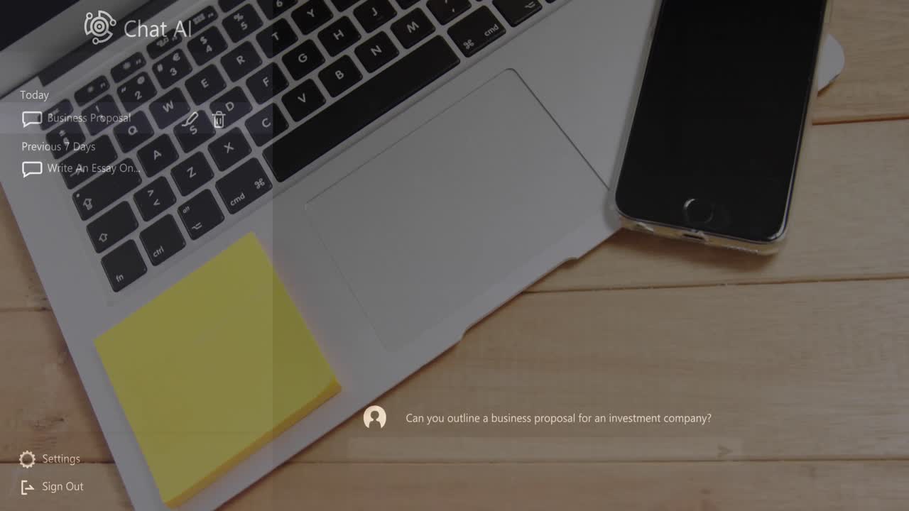 logotipo de chat y texto de conversación en el portátil y el teléfono inteligente en el escritorio