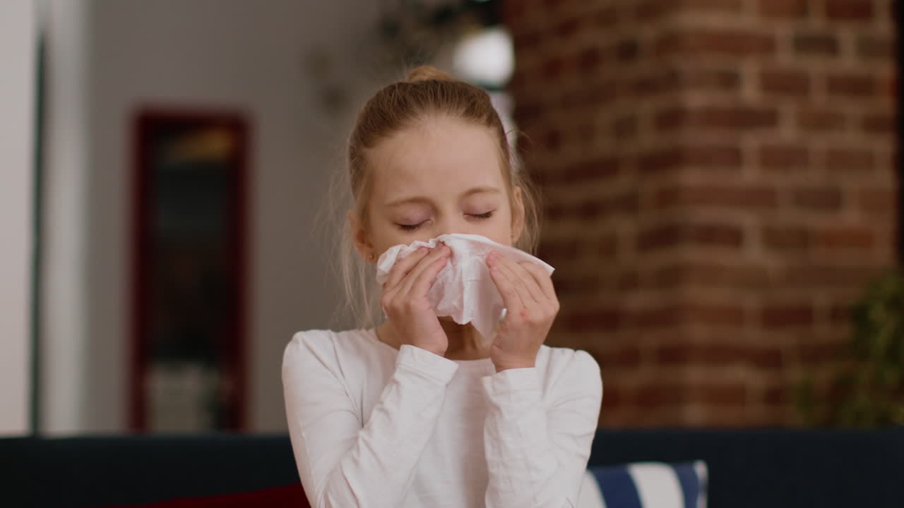 Sick Girl Blowing Nose