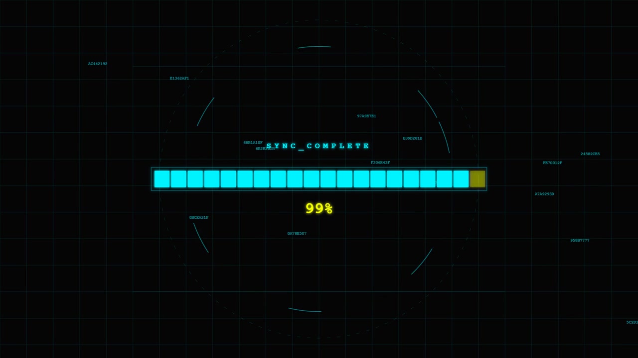 Digital Progress Bar Loading Data on Futuristic Interface