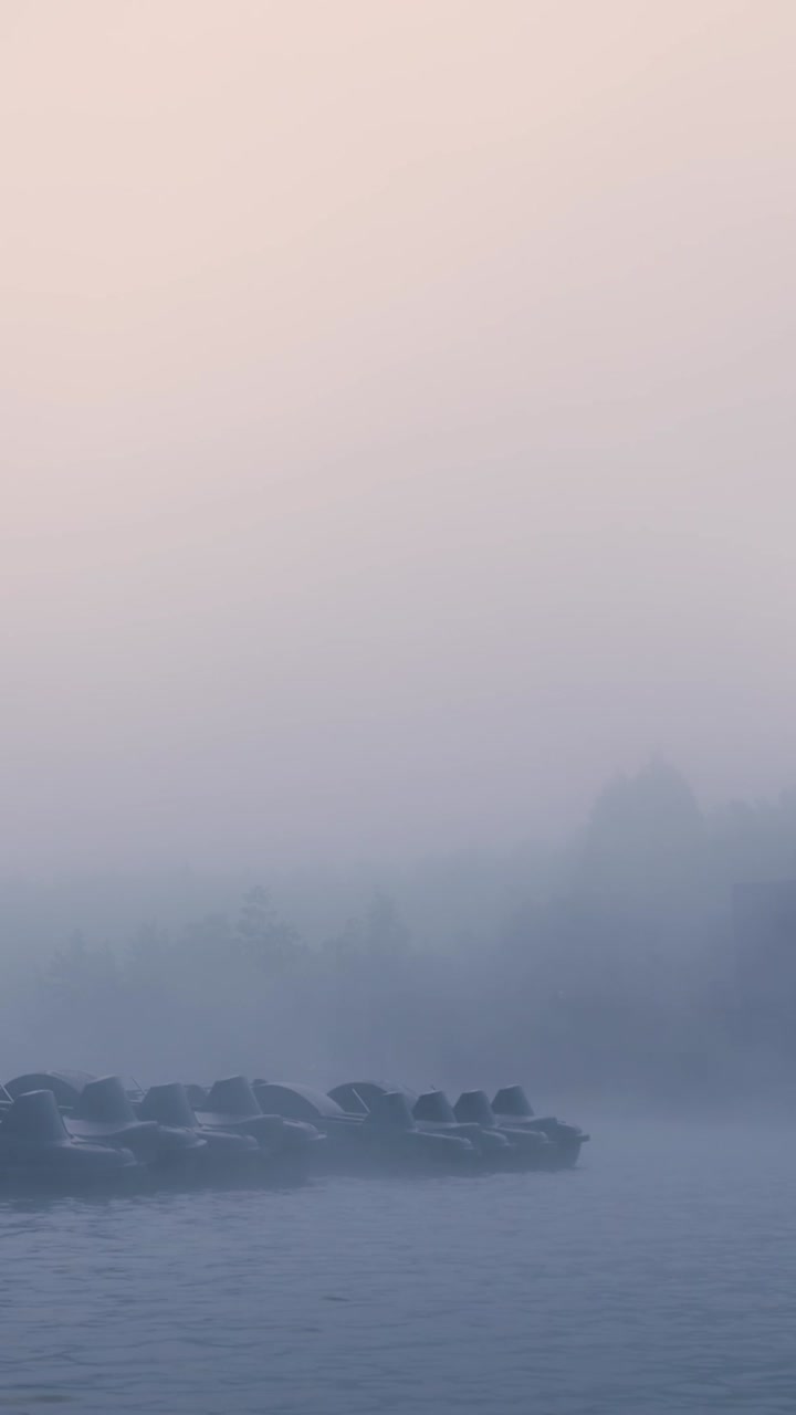 물 위 의 안개 가 가득 한 아침