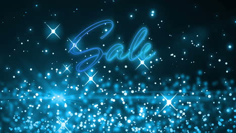 texto de venta contra destellos azules y manchas brillantes en el fondo