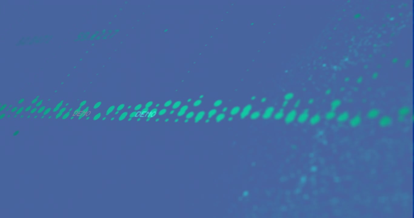 Animation of financial data processing over blue background