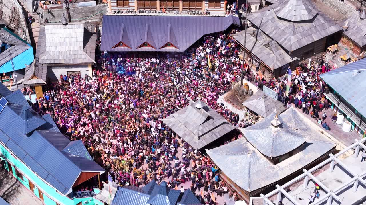 Holi Celebration in a Temple