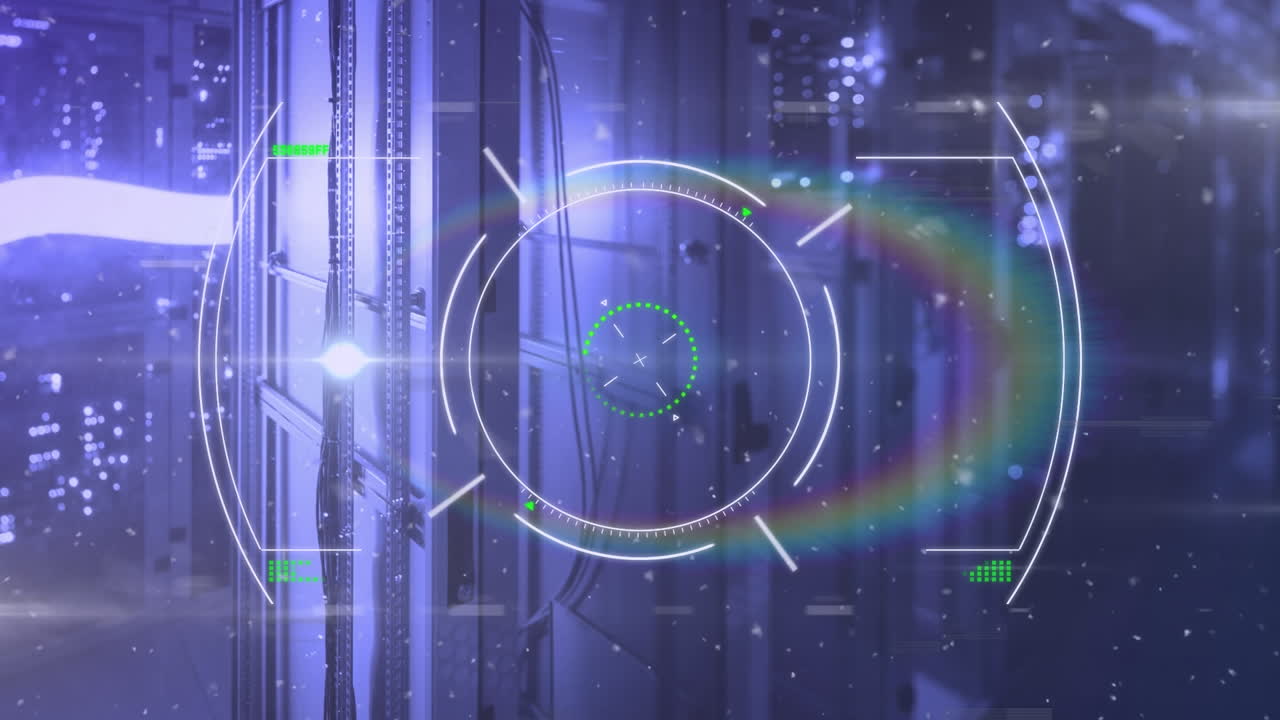 animazione del mirino, del glitch e delle luci sui server