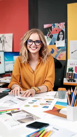 young designer works in her studio