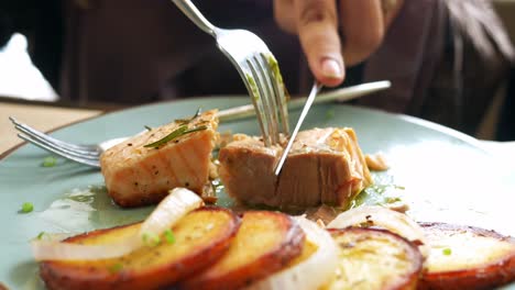 salmon dinner with roasted potatoes