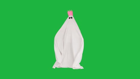 el disfraz de fantasma en la pantalla verde