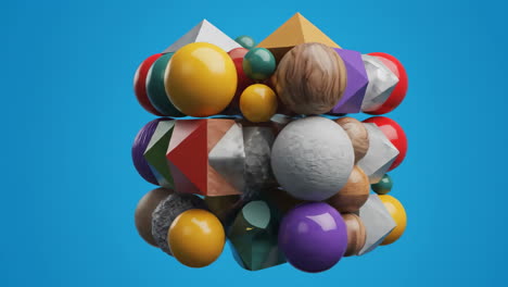 abstract 3d geometric shapes composition on blue background