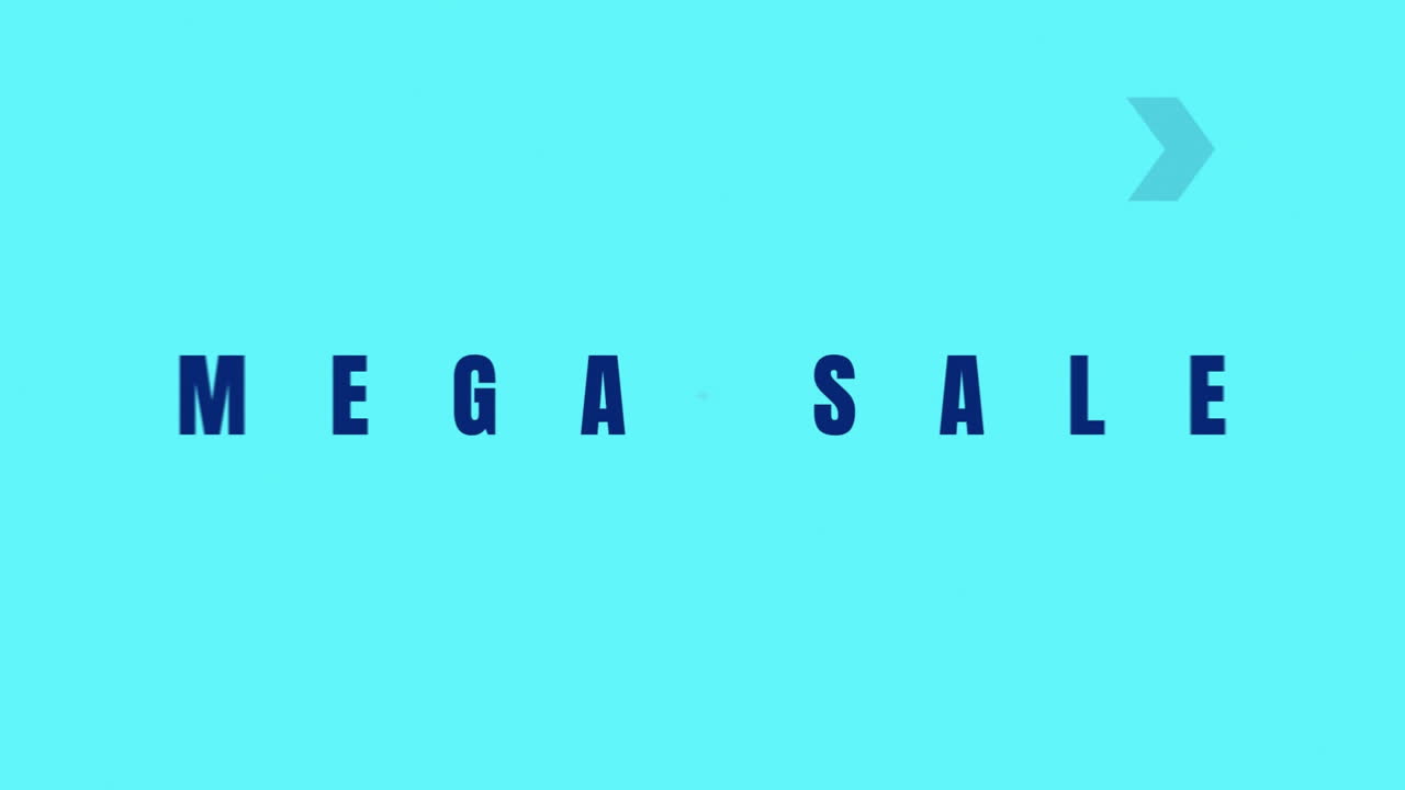 Animation of mega sale in dark blue text over changing colourful line circles