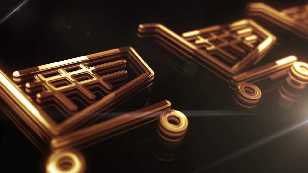 Shopping cart icon online commerce and business metal symbol loop concept