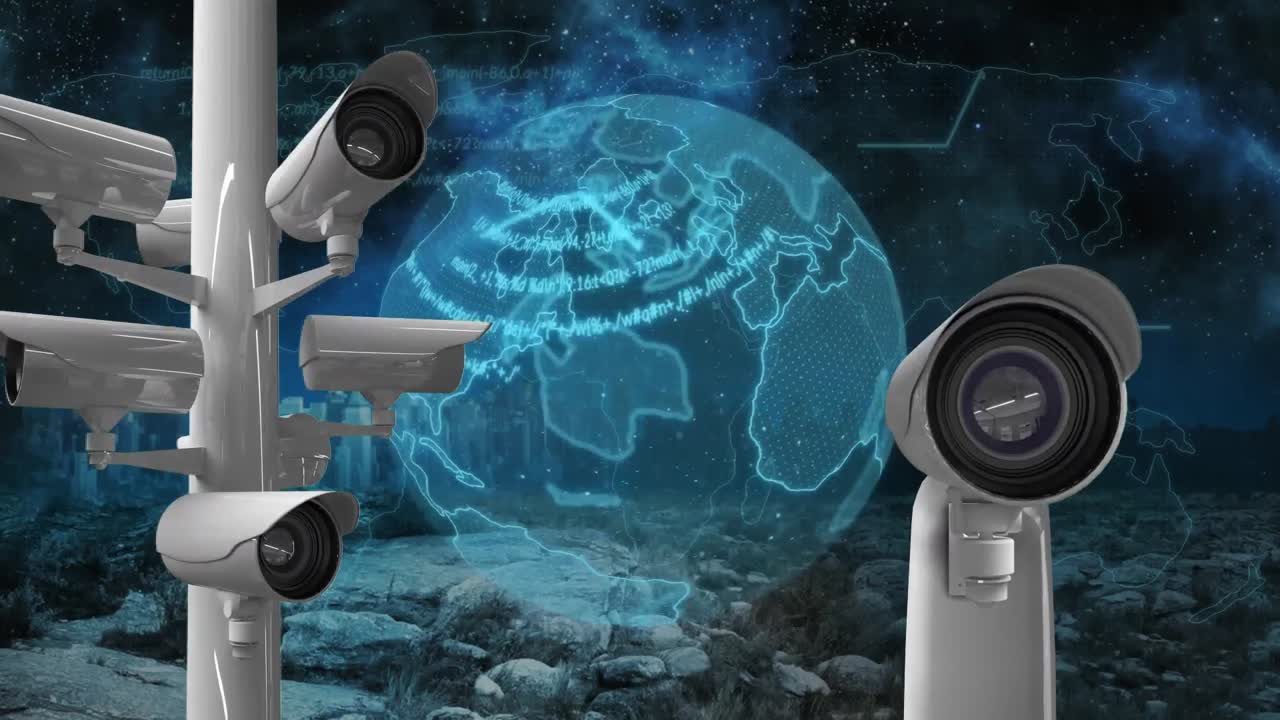 Telecamere CCTV e globo digitale