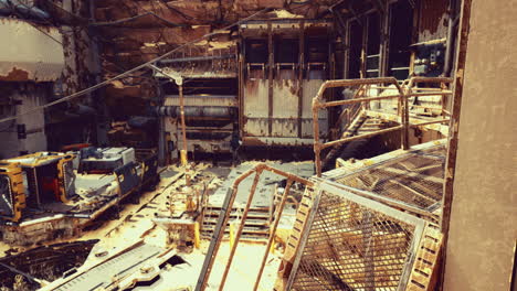abandoned rusty industrial sci-fi interior