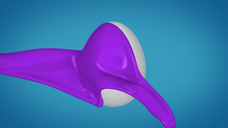 Easter Egg Painted Purple By Splashing With Dye, Slow Motion, Blue Background