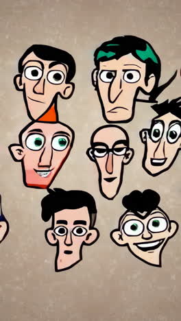 collection of exaggerated cartoon faces