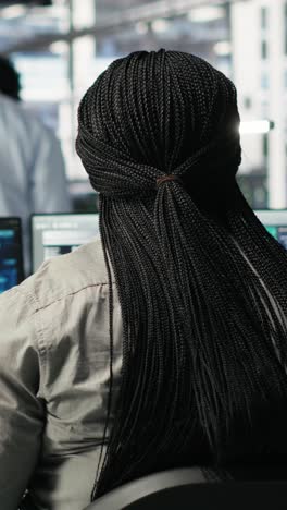 vertical video server farm it specialist using pc to apply artificial intelligence