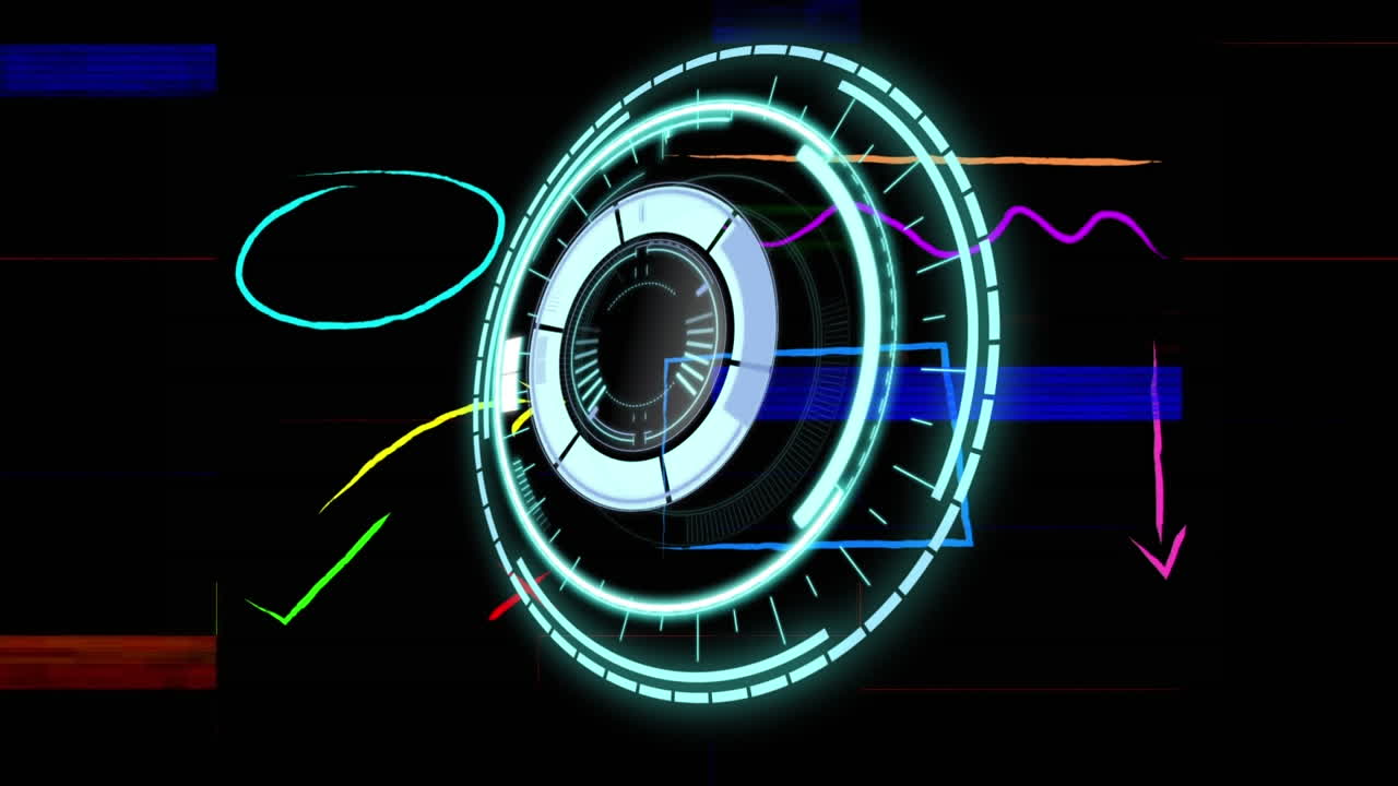 animación de la exploración del alcance sobre formas coloridas