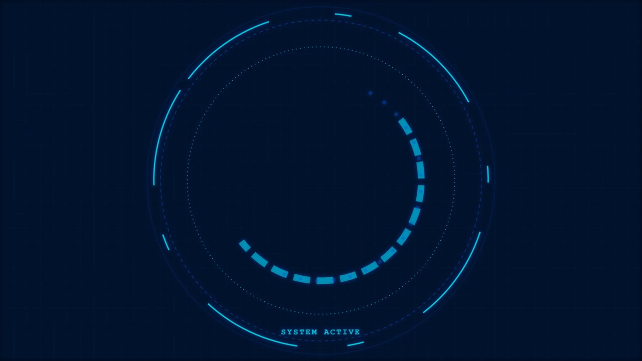 Futuristic Blue Digital HUD Interface Loading Animation