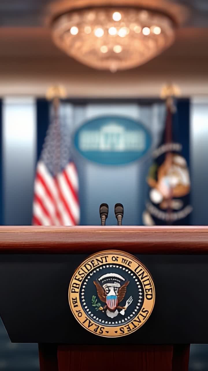 L'Iconico Podio Presidenziale: Un Simbolo di Leadership e Comunicazione in un Contesto ad Alta Posta in Gioco, Che Prepara il Terreno per il Discorso Nazionale e il Coinvolgimento Pubblico