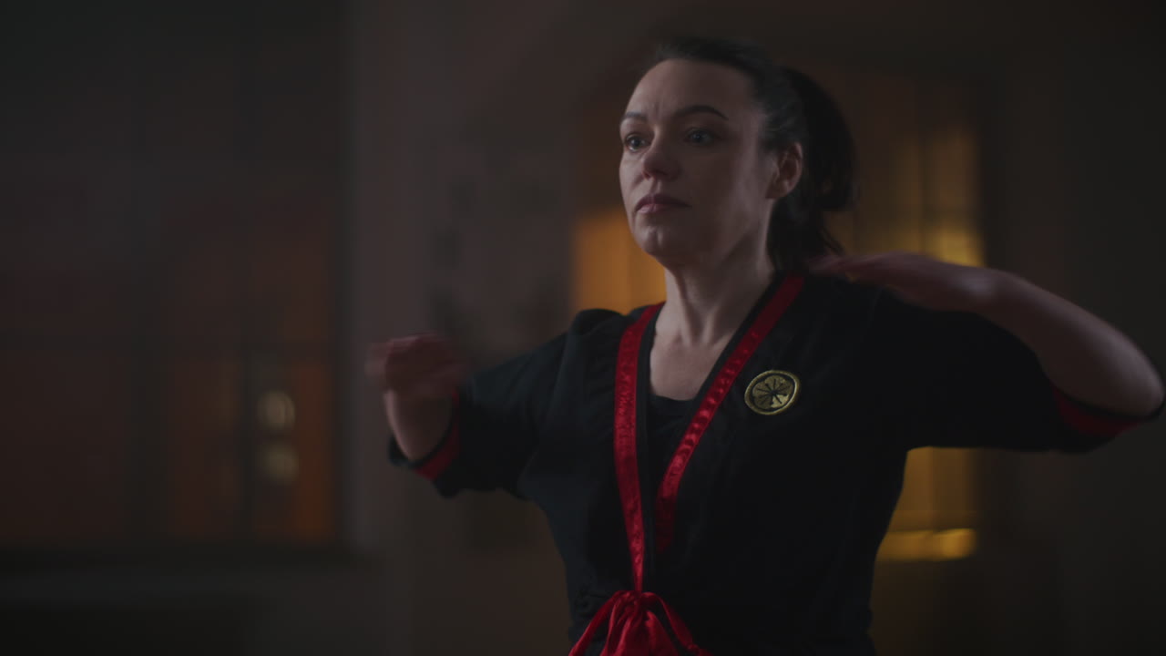 Woman practicing martial arts