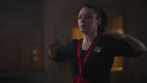 woman practicing martial arts
