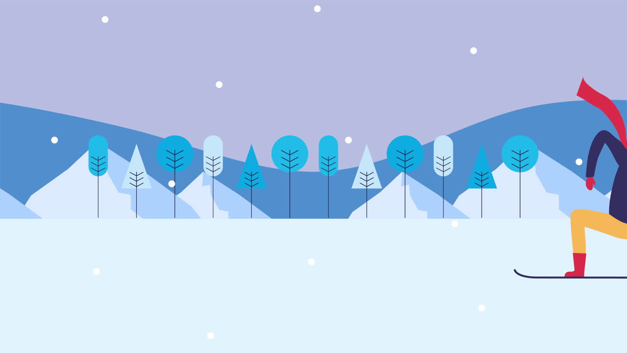 젊은 남자가 스노우스케이프에서 스노우보드를 타고 있다