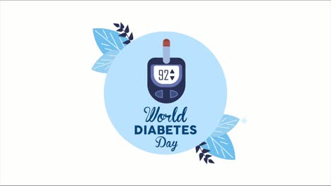letras del día mundial de la diabetes con glucómetro