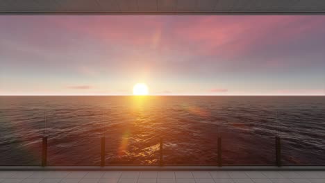 ocean view from a balcony on the sea, sunset stock video