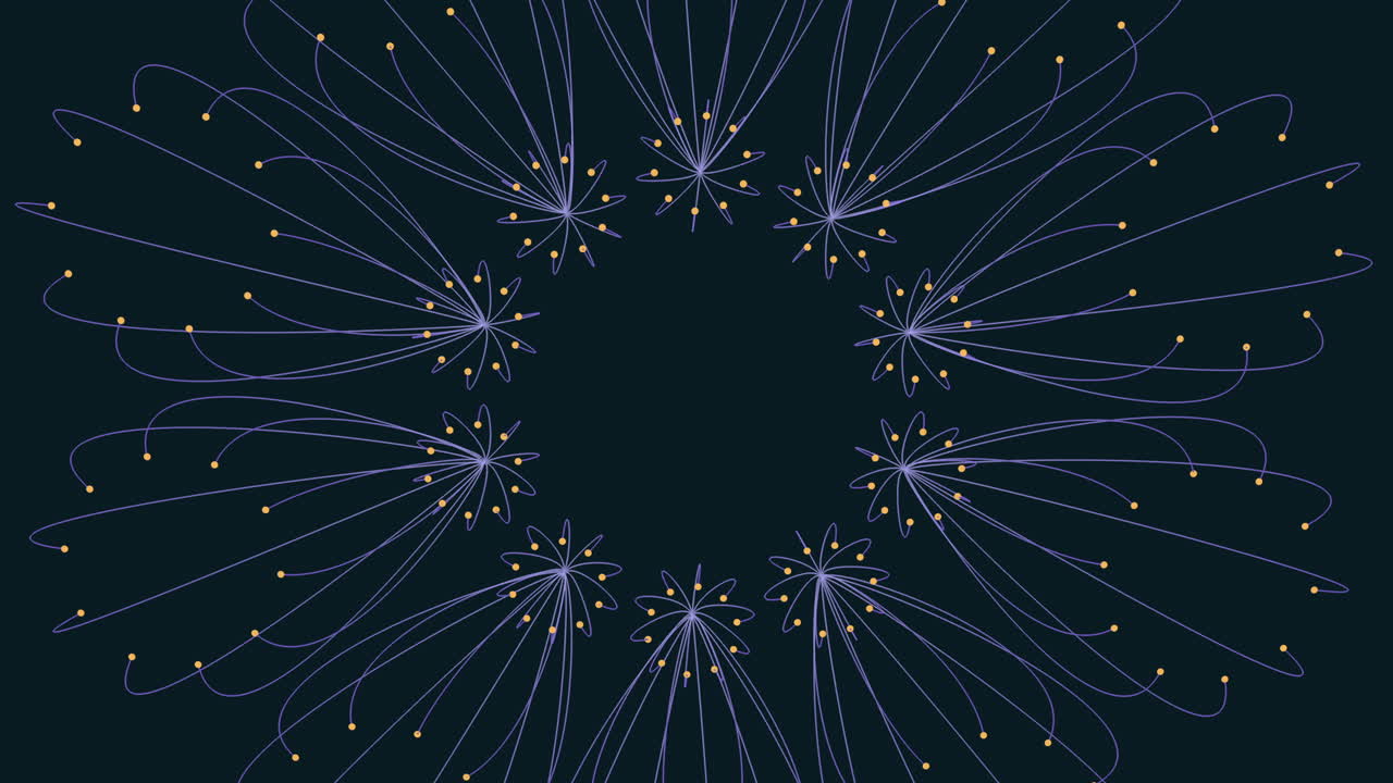 The image shows a symmetrical pattern of dots forming a spiral with connecting lines in a circle. The design is visually appealing and harmoniously balanced in its arrangement