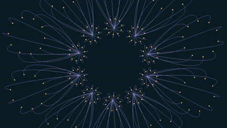 the image shows a symmetrical pattern of dots forming a spiral with connecting lines in a circle. the design is visually appealing and harmoniously balanced in its arrangement