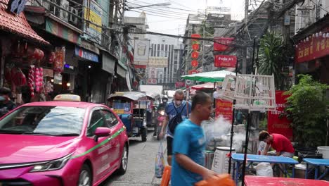 dynamic urban scene with pedestrians and vehicles