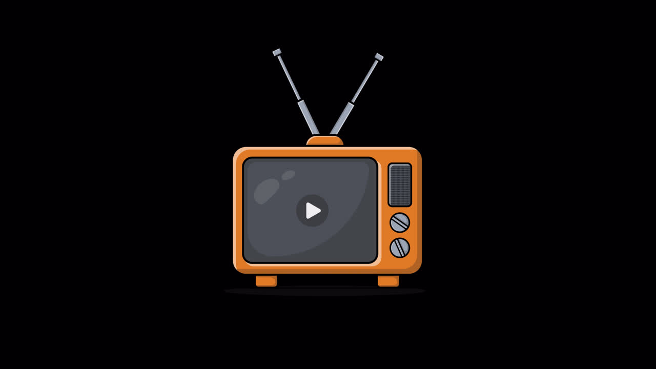 Animated Retro Television with Antennas Appearing