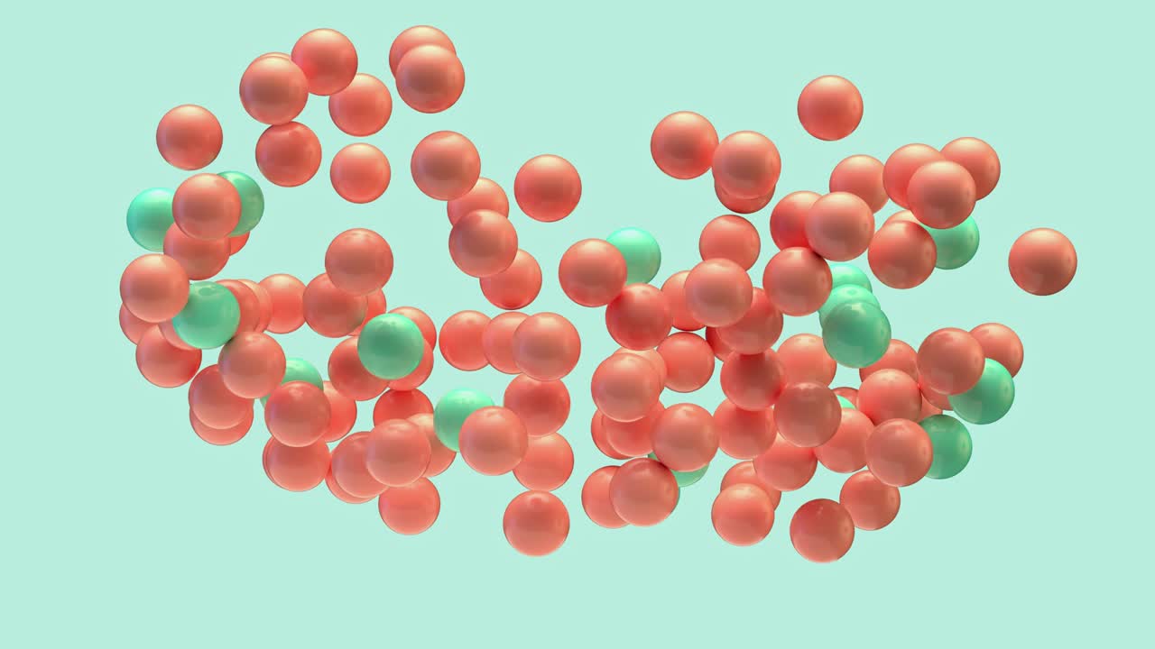 녹색 장면 오렌지 공 3d 렌더링 모션 추상