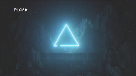 neon triangle in a mountainous landscape