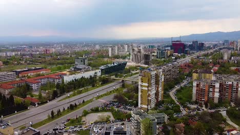 Aerial-shot-of-demolition-of-an-old-building