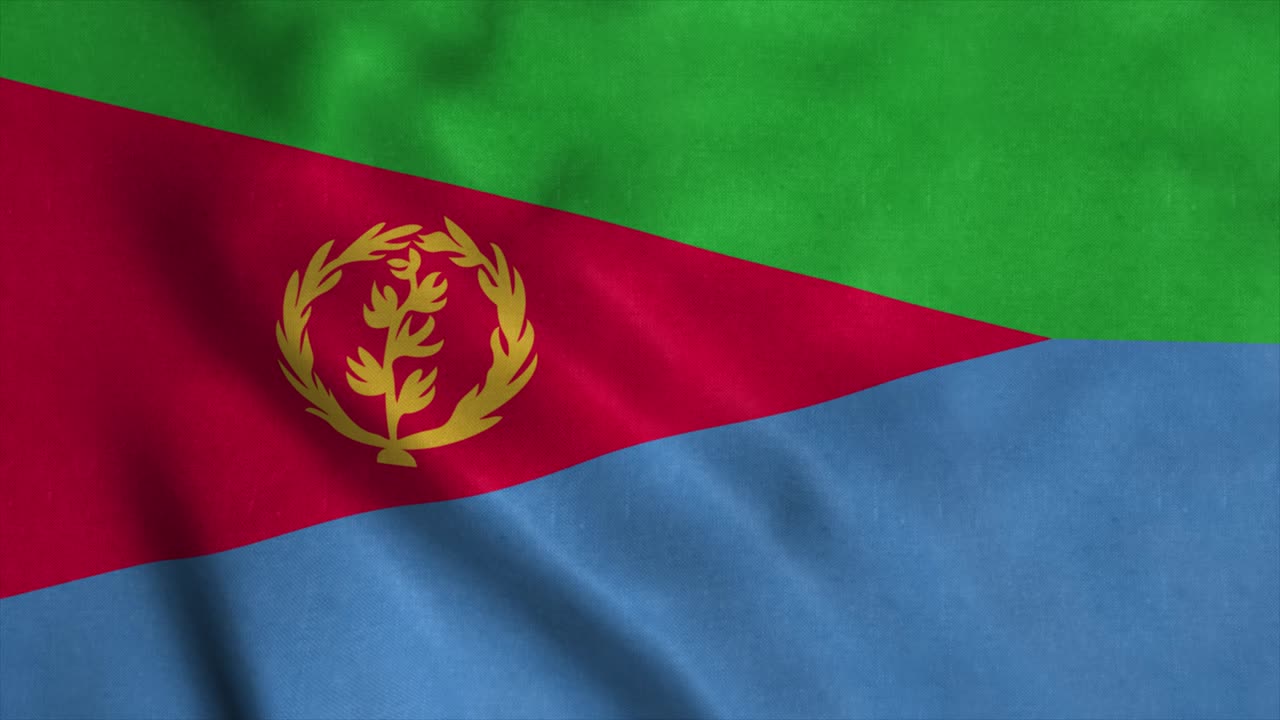 Eritreas flag vajer i vinden. Sømløs sløjfe med meget detaljeret stoftekstur